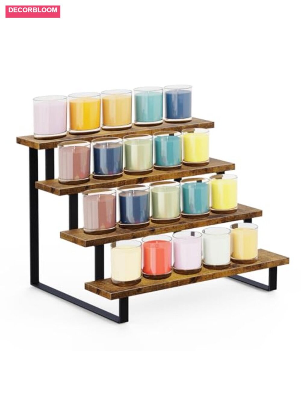 4 Tier Wood Display Stand Vendor Retail Risers Tabletop Shelf